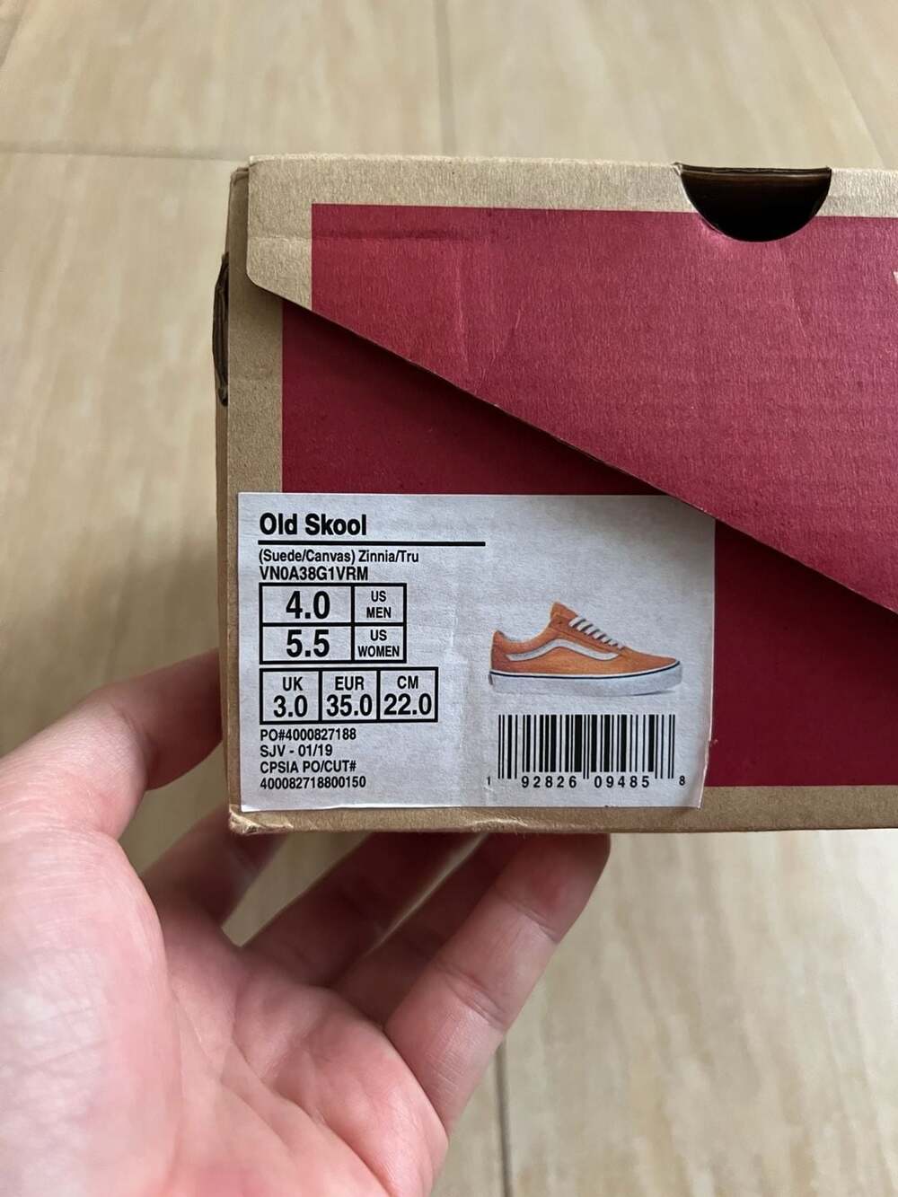 Vans Old Skool Zinnia Orange Suede Canvas Shoes Women's 5.5 / Men's 4.0 - Picture 7 of 7